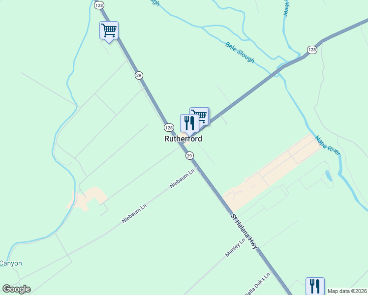 map of restaurants, bars, coffee shops, grocery stores, and more near in Rutherford