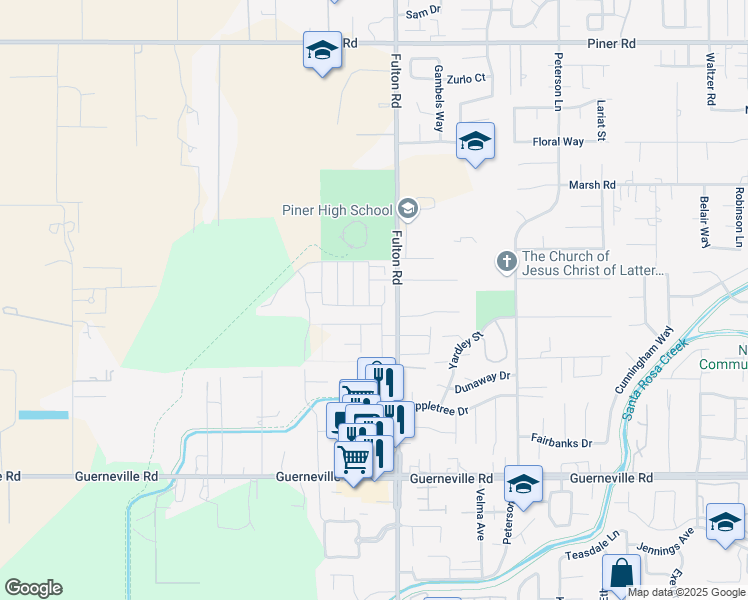 map of restaurants, bars, coffee shops, grocery stores, and more near 1606 Periwinkle Street in Santa Rosa