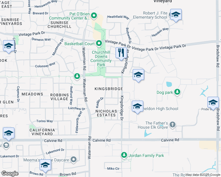 map of restaurants, bars, coffee shops, grocery stores, and more near 8236 Rivallo Way in Sacramento