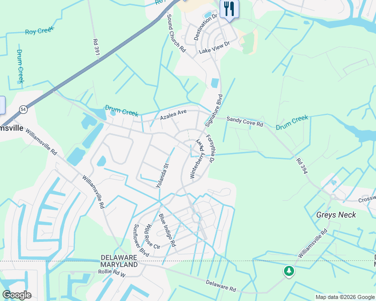map of restaurants, bars, coffee shops, grocery stores, and more near 11474 West Sand Cove Road in Selbyville