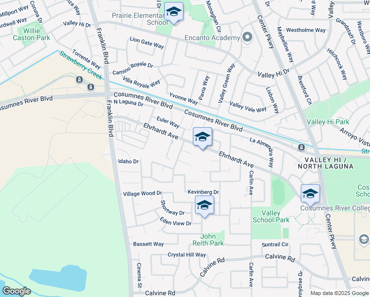 map of restaurants, bars, coffee shops, grocery stores, and more near 1 Kyburz Court in Sacramento