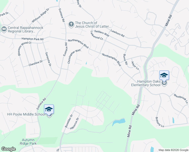 map of restaurants, bars, coffee shops, grocery stores, and more near 36 Palace Lane in Stafford