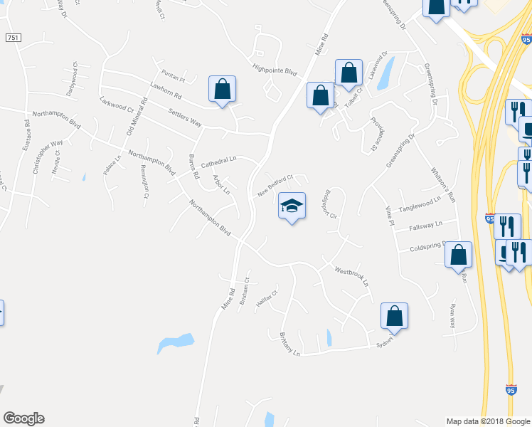 map of restaurants, bars, coffee shops, grocery stores, and more near 10 Oakbrook Court in Stafford
