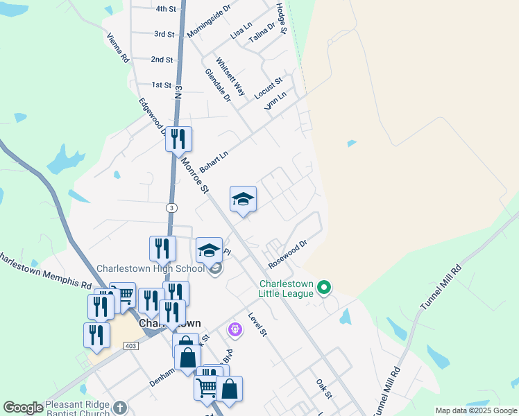 map of restaurants, bars, coffee shops, grocery stores, and more near 2-26 Fulkerson Drive in Charlestown