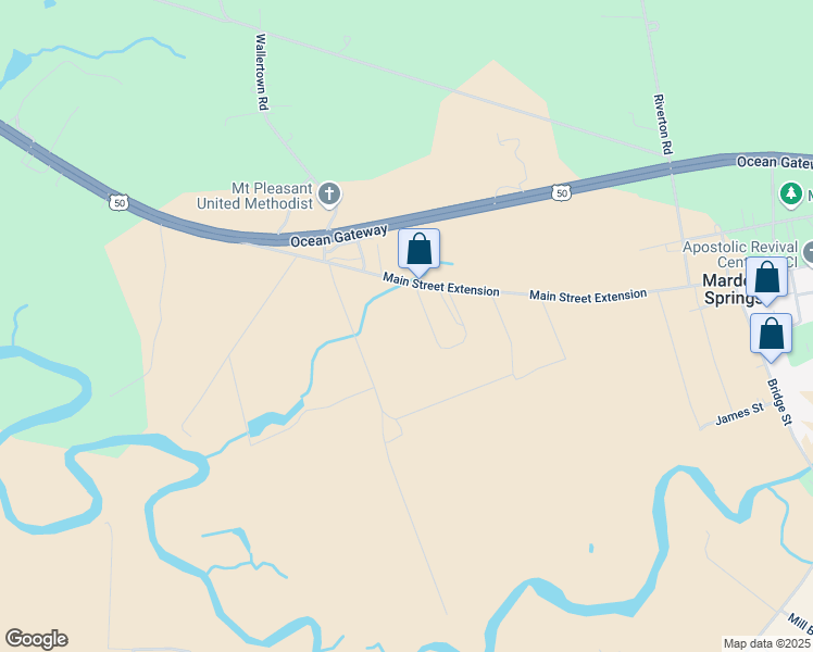 map of restaurants, bars, coffee shops, grocery stores, and more near in Mardela Springs