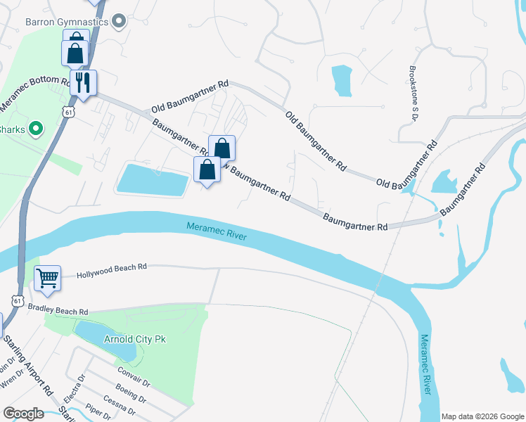 map of restaurants, bars, coffee shops, grocery stores, and more near 4746 Baumgartner Road in St. Louis