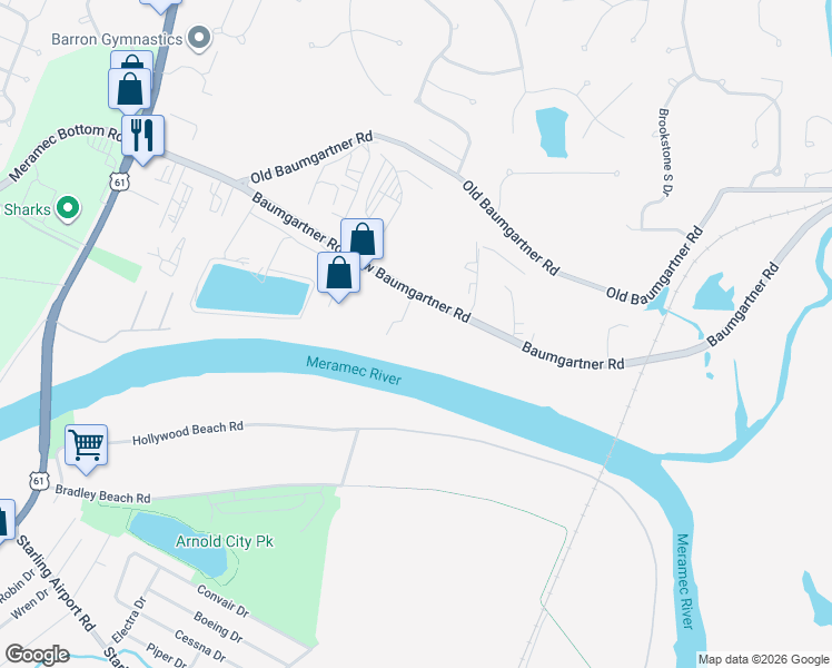 map of restaurants, bars, coffee shops, grocery stores, and more near 4746 Baumgartner Road in St. Louis