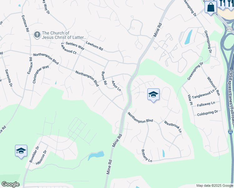map of restaurants, bars, coffee shops, grocery stores, and more near 3 Old English Way in Stafford