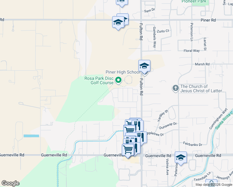 map of restaurants, bars, coffee shops, grocery stores, and more near 1580 Country Manor Drive in Santa Rosa