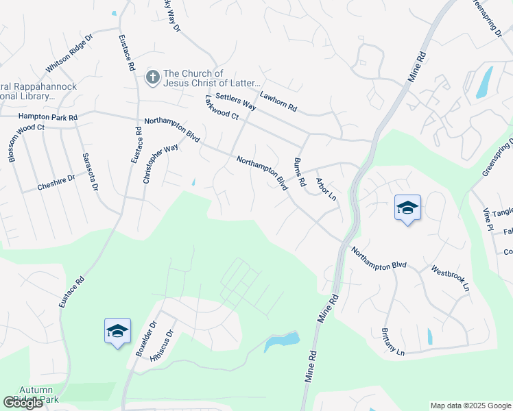 map of restaurants, bars, coffee shops, grocery stores, and more near 19 Remington Court in Stafford