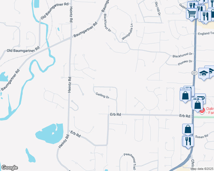 map of restaurants, bars, coffee shops, grocery stores, and more near 2843 Gettysburg Estates Drive in St. Louis