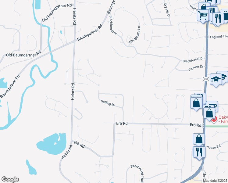map of restaurants, bars, coffee shops, grocery stores, and more near 2843-2849 Gettysburg Estates Drive in St. Louis