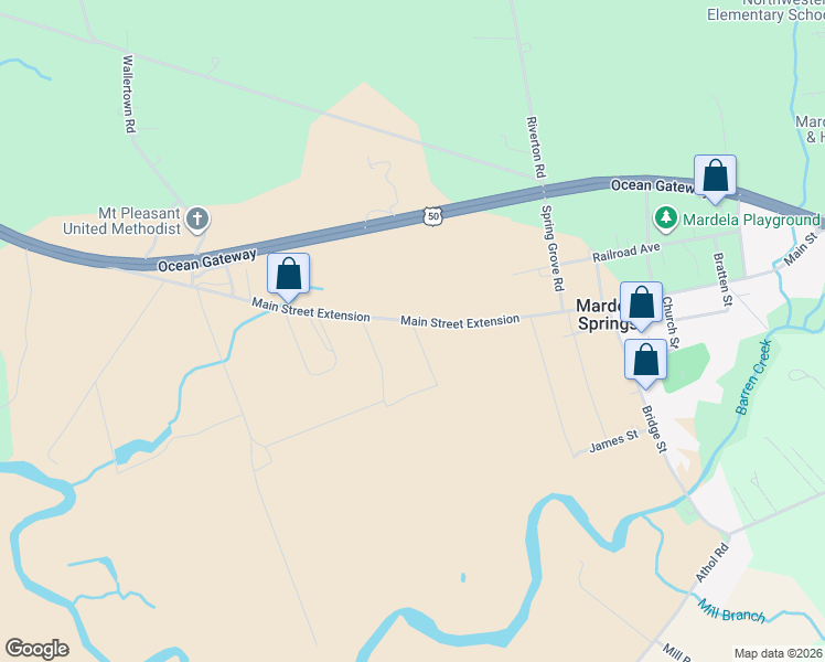 map of restaurants, bars, coffee shops, grocery stores, and more near 24409 Main Street Extension in Mardela Springs