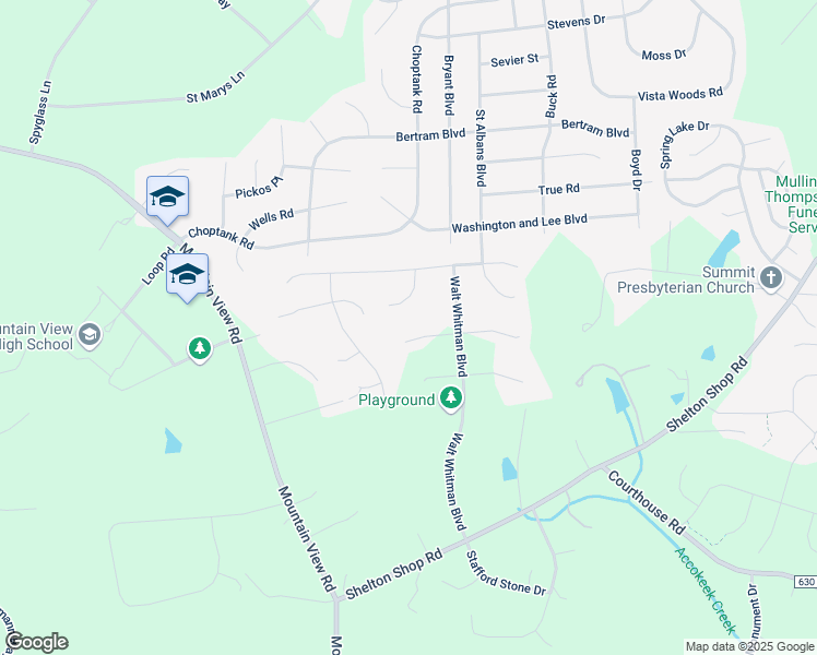 map of restaurants, bars, coffee shops, grocery stores, and more near 6 Longfellow Court in Stafford
