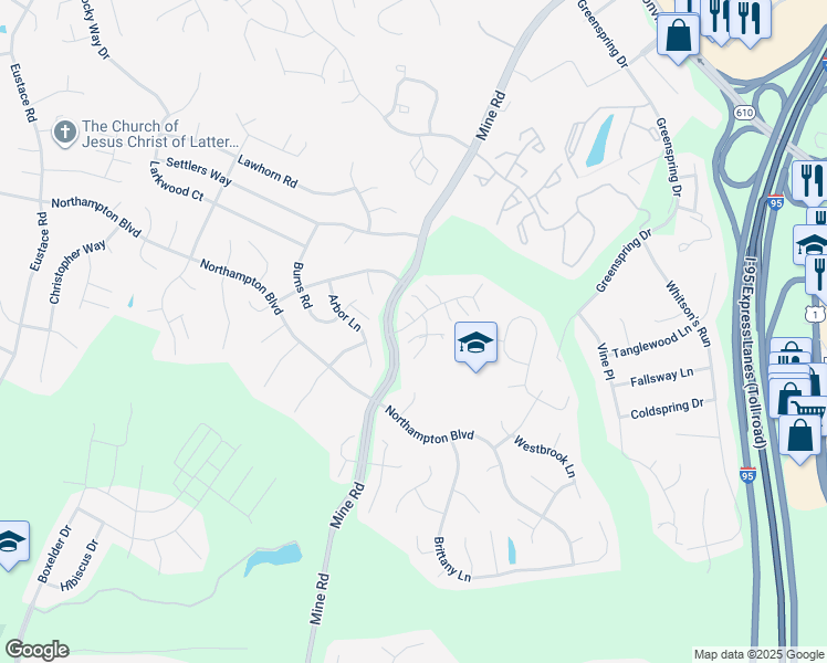 map of restaurants, bars, coffee shops, grocery stores, and more near 4 New Bedford Court in Stafford