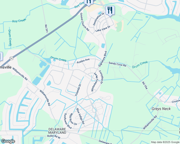 map of restaurants, bars, coffee shops, grocery stores, and more near 31574 Winterberry Parkway in Selbyville