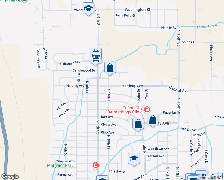 map of restaurants, bars, coffee shops, grocery stores, and more near 1003 Harding Avenue in Cañon City