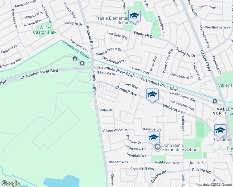 map of restaurants, bars, coffee shops, grocery stores, and more near 5140 Ehrhardt Avenue in Sacramento