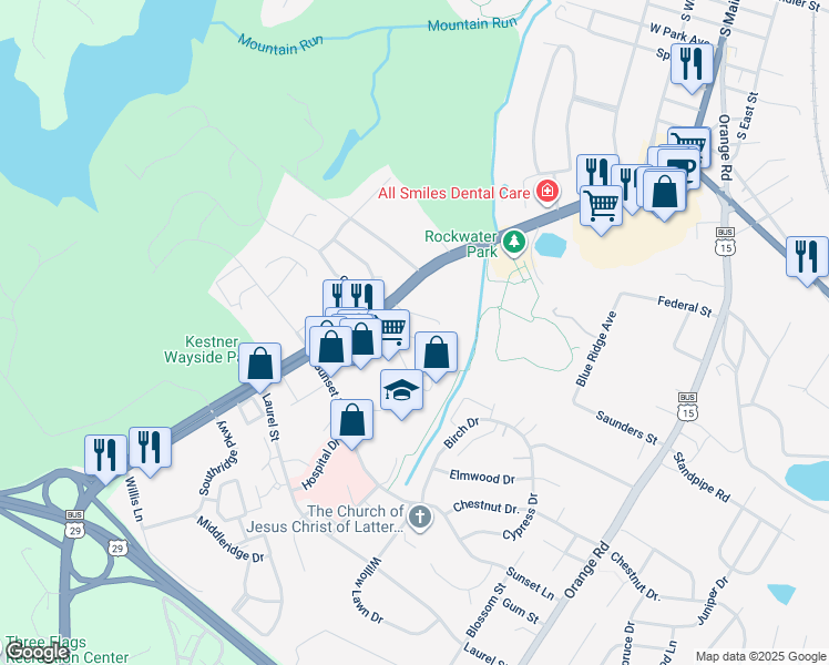 map of restaurants, bars, coffee shops, grocery stores, and more near 388 Lafayette Drive in Culpeper