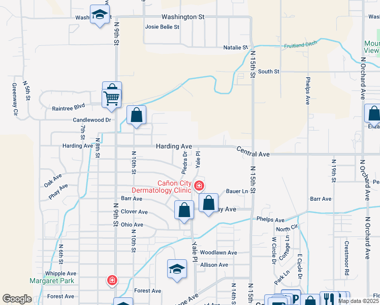 map of restaurants, bars, coffee shops, grocery stores, and more near 758 Piedra Drive in Cañon City