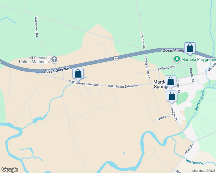 map of restaurants, bars, coffee shops, grocery stores, and more near 24409 Main Street Extension in Mardela Springs