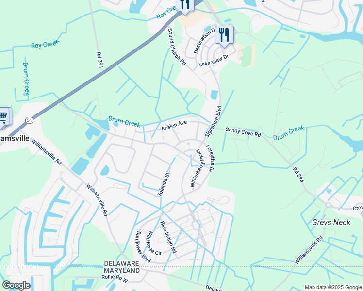 map of restaurants, bars, coffee shops, grocery stores, and more near 31574 Winterberry Parkway in Selbyville