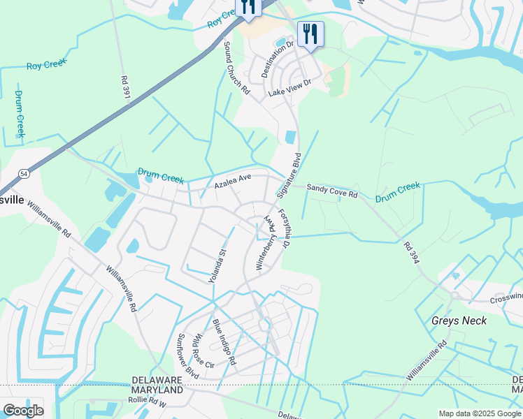 map of restaurants, bars, coffee shops, grocery stores, and more near 31568 Winterberry Parkway in Selbyville