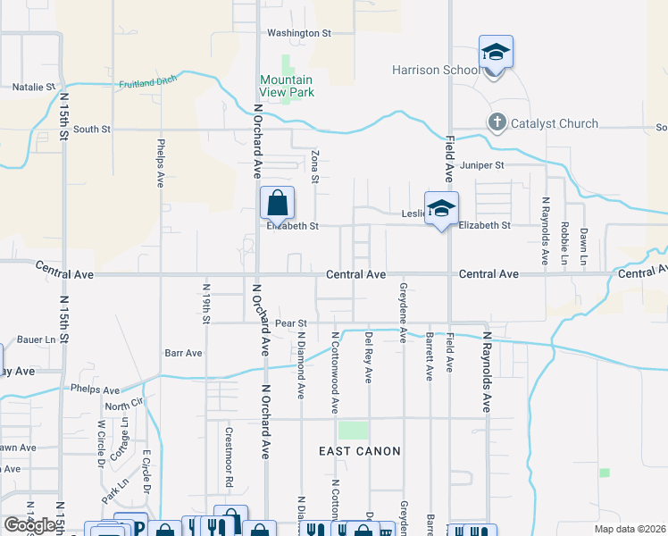 map of restaurants, bars, coffee shops, grocery stores, and more near 815 North Cottonwood Avenue in Cañon City