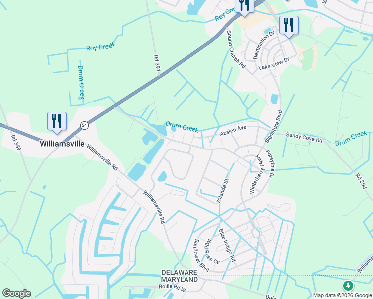 map of restaurants, bars, coffee shops, grocery stores, and more near 30144 Candleberry Drive in Selbyville