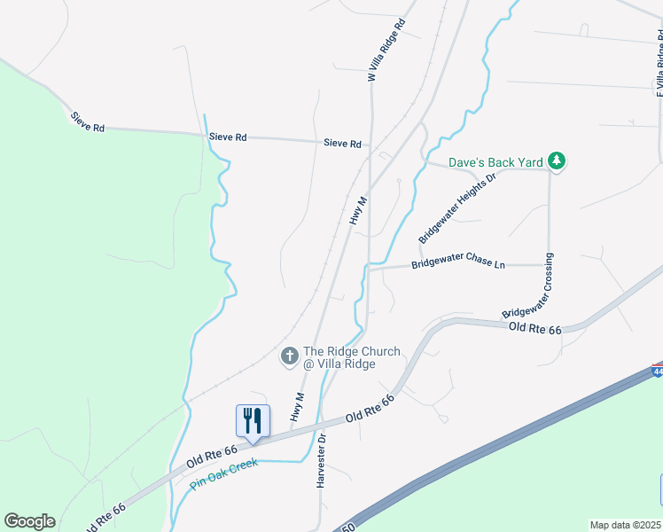 map of restaurants, bars, coffee shops, grocery stores, and more near 134 Highway M in Villa Ridge