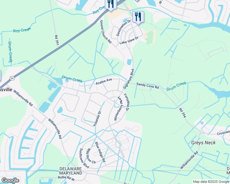 map of restaurants, bars, coffee shops, grocery stores, and more near 31568 Winterberry Parkway in Selbyville
