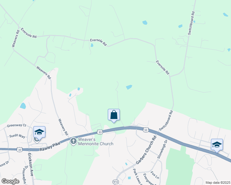 map of restaurants, bars, coffee shops, grocery stores, and more near 2090 Rawley Pike in Harrisonburg