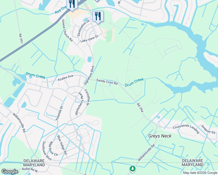 map of restaurants, bars, coffee shops, grocery stores, and more near 31211 Whitecap Way in Selbyville