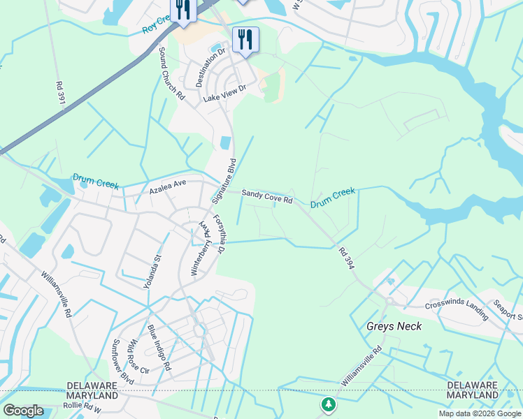 map of restaurants, bars, coffee shops, grocery stores, and more near 31211 Whitecap Way in Selbyville