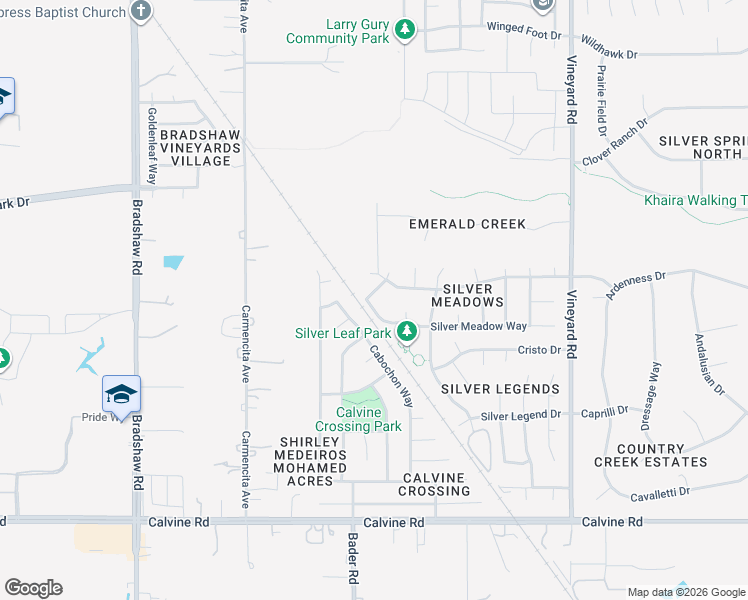 map of restaurants, bars, coffee shops, grocery stores, and more near 9917 Silver Meadow Way in Sacramento