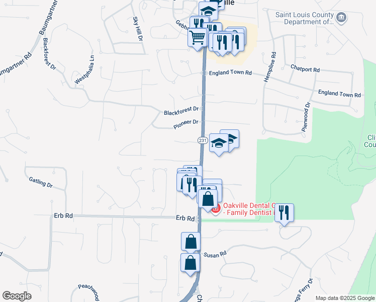 map of restaurants, bars, coffee shops, grocery stores, and more near 5943 Telegraph Road in St. Louis