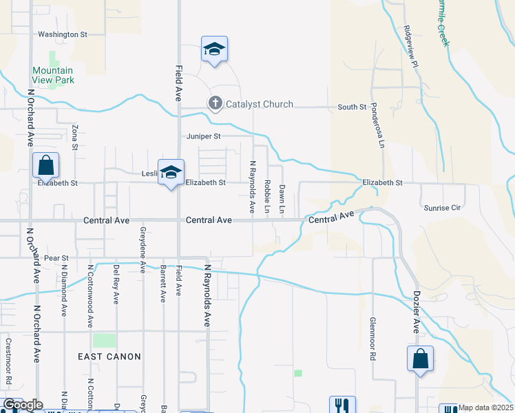 map of restaurants, bars, coffee shops, grocery stores, and more near 804 North Raynolds Avenue in Cañon City