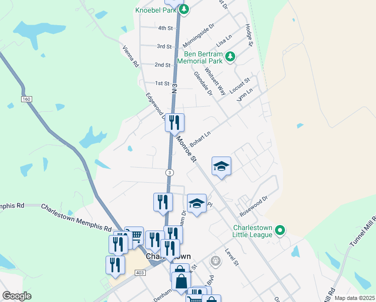 map of restaurants, bars, coffee shops, grocery stores, and more near 1250 Monroe Street in Charlestown