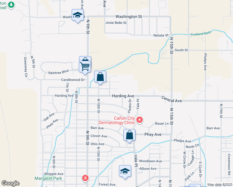 map of restaurants, bars, coffee shops, grocery stores, and more near 1101 Harding Avenue in Cañon City