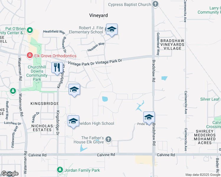 map of restaurants, bars, coffee shops, grocery stores, and more near 7777 Bothwell Drive in Sacramento