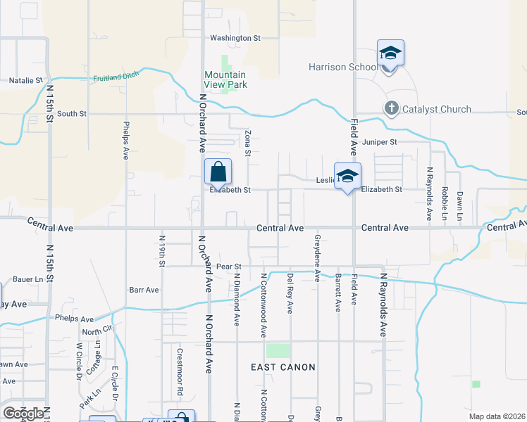 map of restaurants, bars, coffee shops, grocery stores, and more near 811 North Cottonwood Avenue in Cañon City