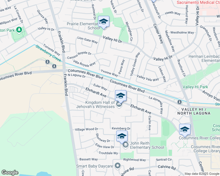 map of restaurants, bars, coffee shops, grocery stores, and more near 8 Brenham Court in Sacramento