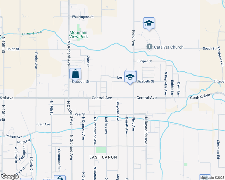 map of restaurants, bars, coffee shops, grocery stores, and more near 2433 Central Avenue in Cañon City