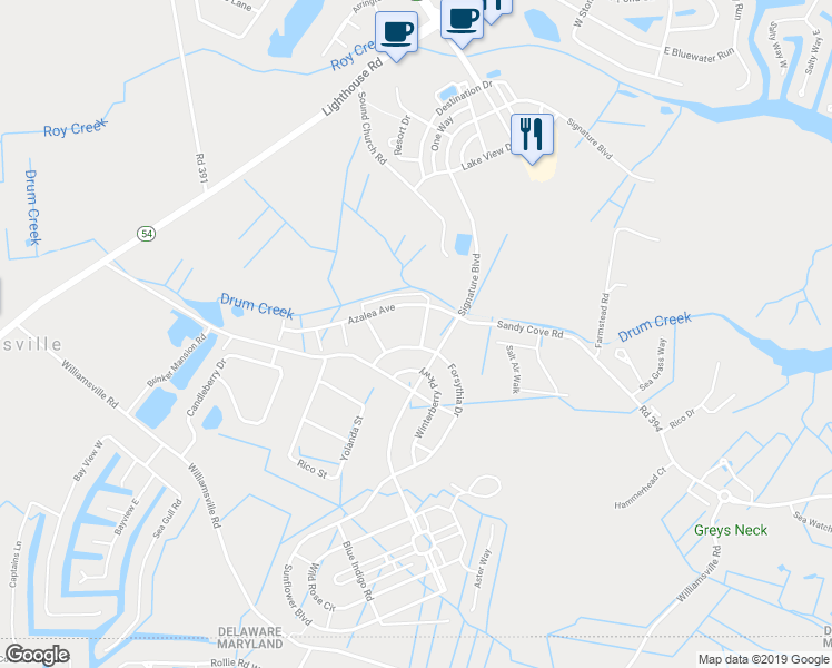 map of restaurants, bars, coffee shops, grocery stores, and more near 31568 Winterberry Parkway in Selbyville