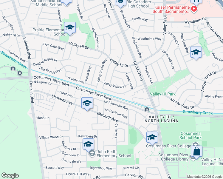 map of restaurants, bars, coffee shops, grocery stores, and more near 5781 Hollyhurst Way in Sacramento