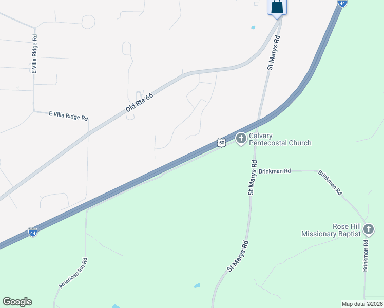 map of restaurants, bars, coffee shops, grocery stores, and more near U.S. 50 in Villa Ridge