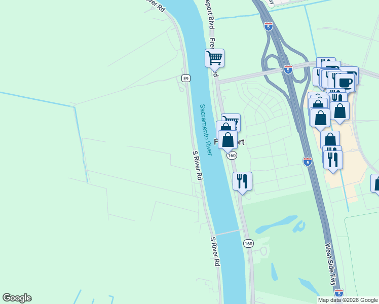 map of restaurants, bars, coffee shops, grocery stores, and more near 32852 South River Road in Clarksburg