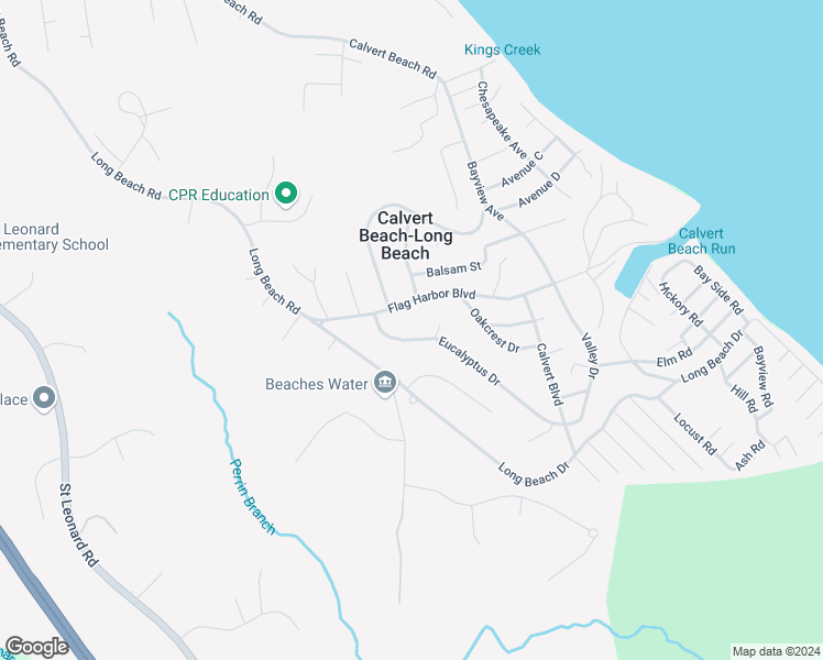 map of restaurants, bars, coffee shops, grocery stores, and more near 5760 Eucalyptus Drive in Saint Leonard