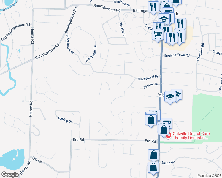 map of restaurants, bars, coffee shops, grocery stores, and more near 2655 Willow Run Drive in St. Louis