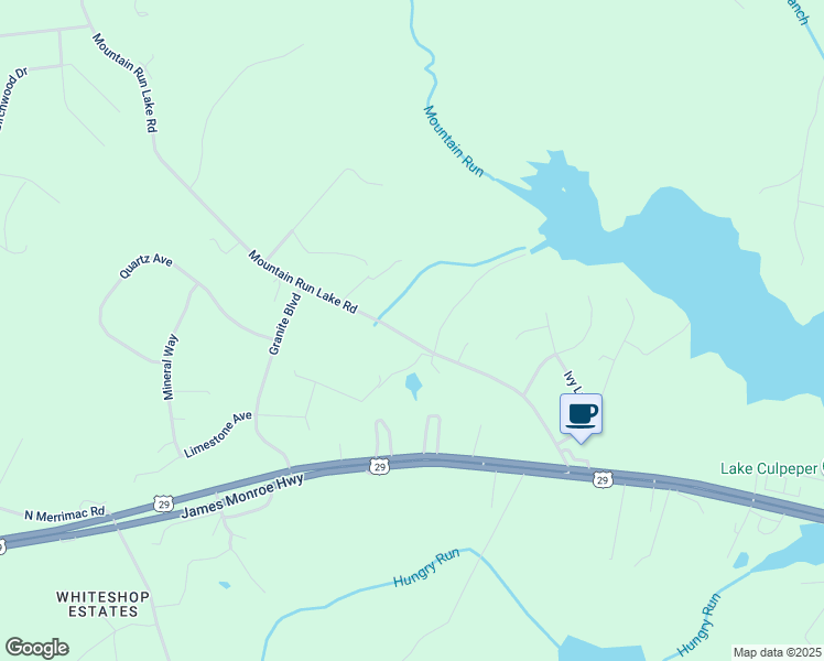 map of restaurants, bars, coffee shops, grocery stores, and more near 10927 Mountain Run Lake Road in Culpeper